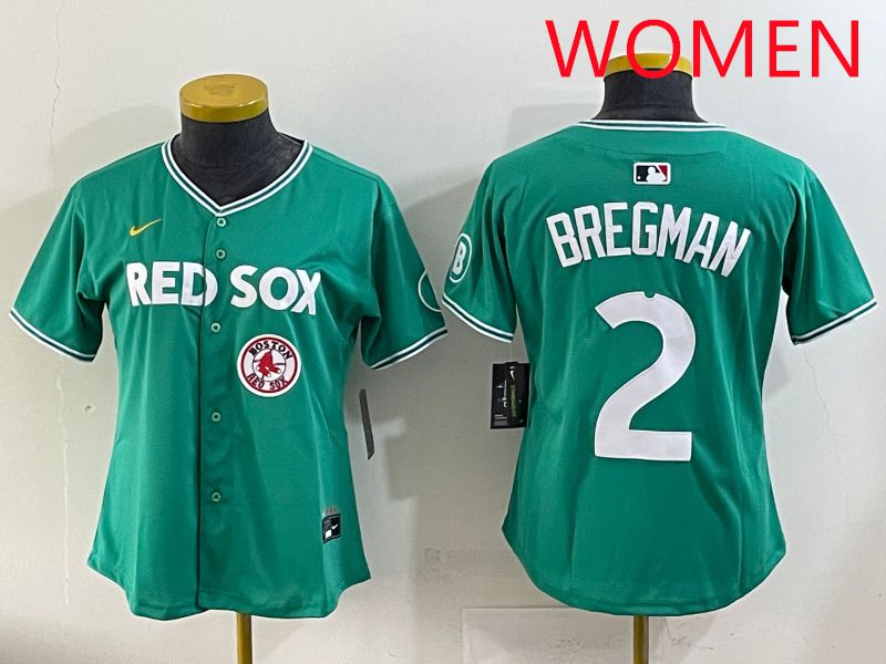 Women 2025 Boston Red Sox #2 Bregman Dark Green Joint Name Nike MLB Jersey style 10->women mlb jersey->Women Jersey